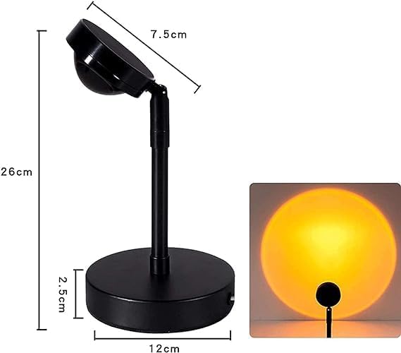 180° Rotatable USB Rechargeable Sunset Light Projector | Relaxing LED Night Light for Kids & Adults