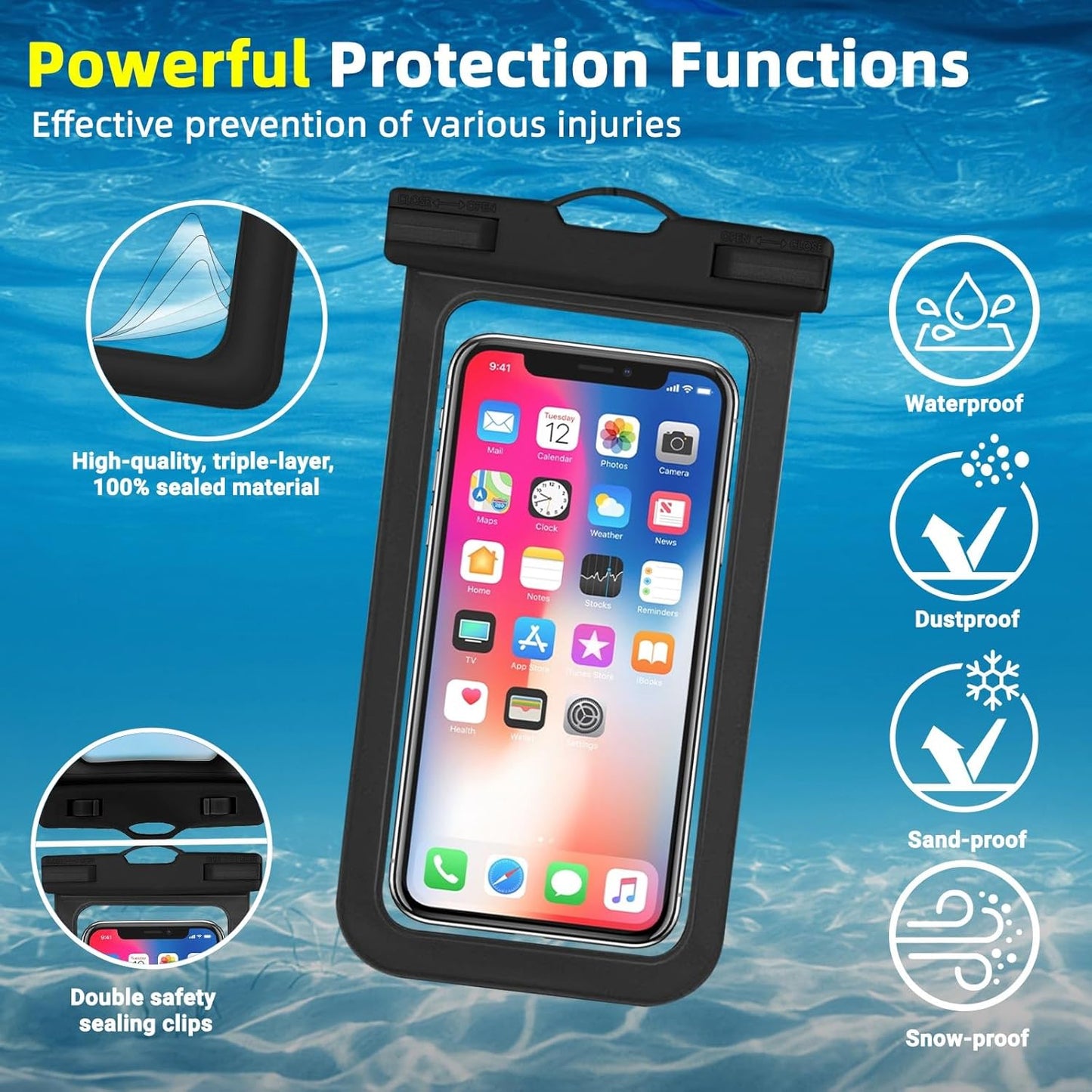 Waterproof Phone Pouch | IPX8 Waterproof Cell Phone Case | Universal Dry Bag for All Mobile Phones | Essential for Beach, Water Sports, & Outdoor Activities